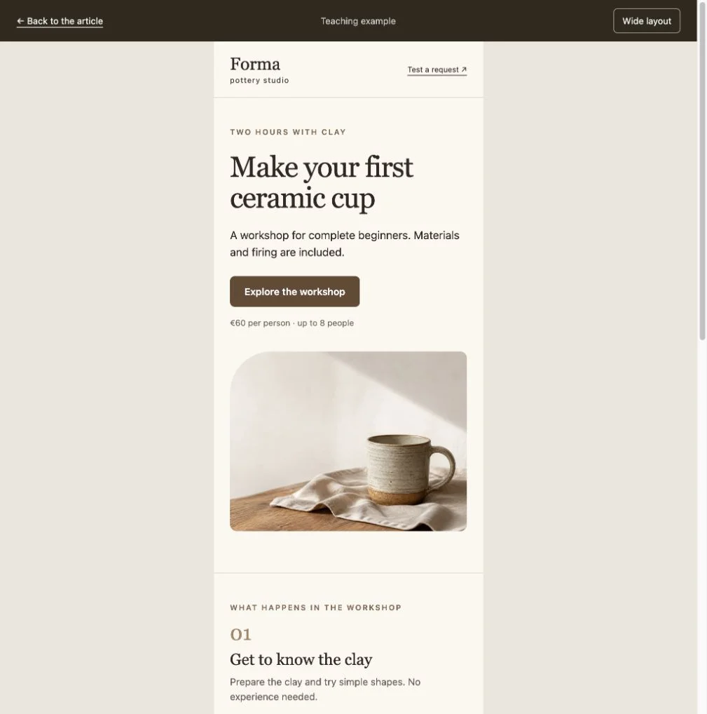 Forma in a 390-pixel-wide layout with text above the image