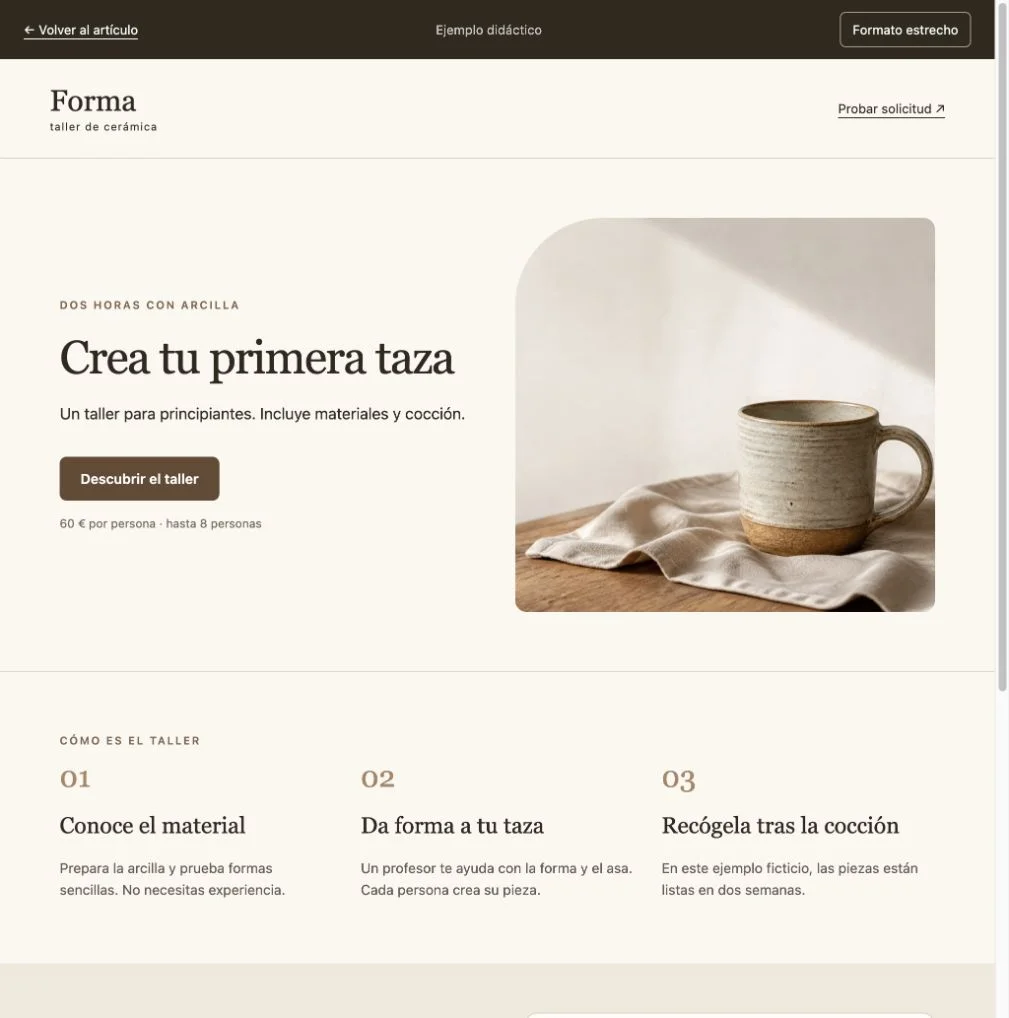 Portada de Forma con oferta, precio y botón