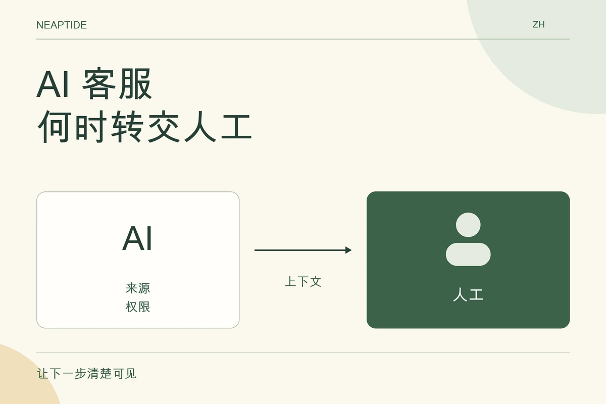 AI 客服 何时转交人工 — AI · 人工 · 来源 · 权限 · 上下文.