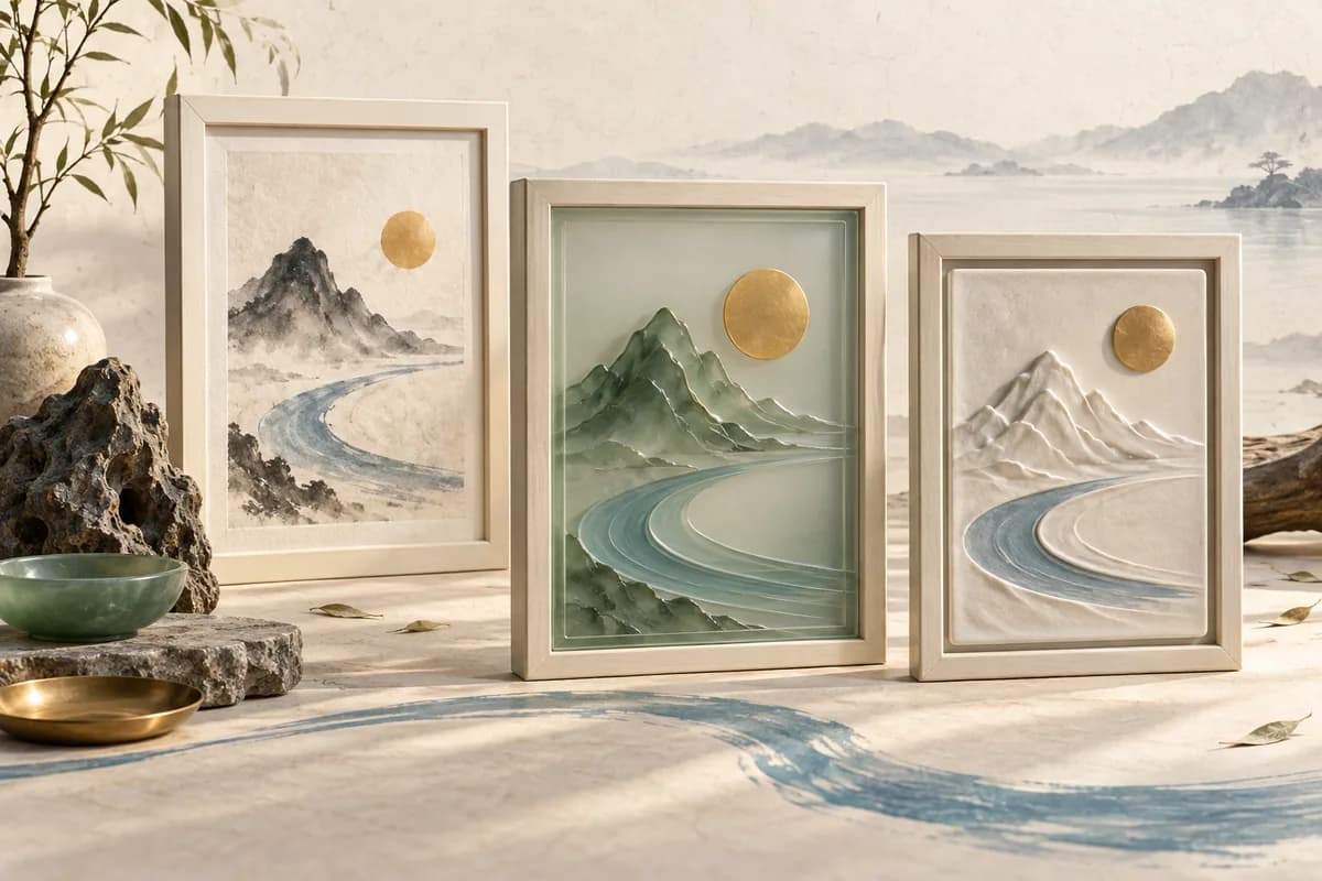 Lo stesso paesaggio appare in materiali diversi all’interno di cornici artistiche.
