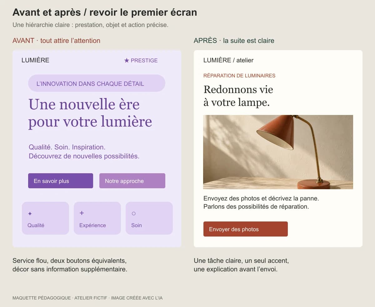 Avant et après : des promesses vagues remplacées par une prestation précise et l’envoi de photos