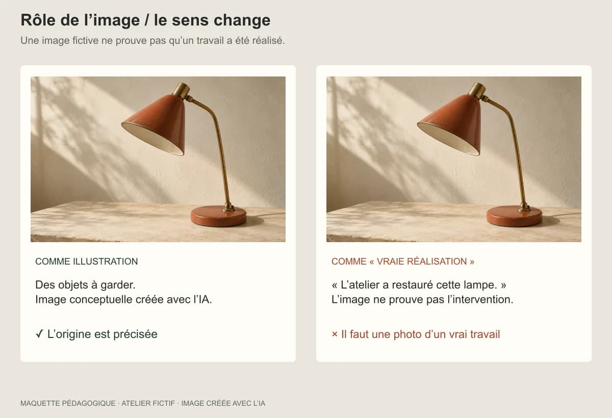 La même image utilisée comme illustration, puis comme preuve injustifiée d’une réparation