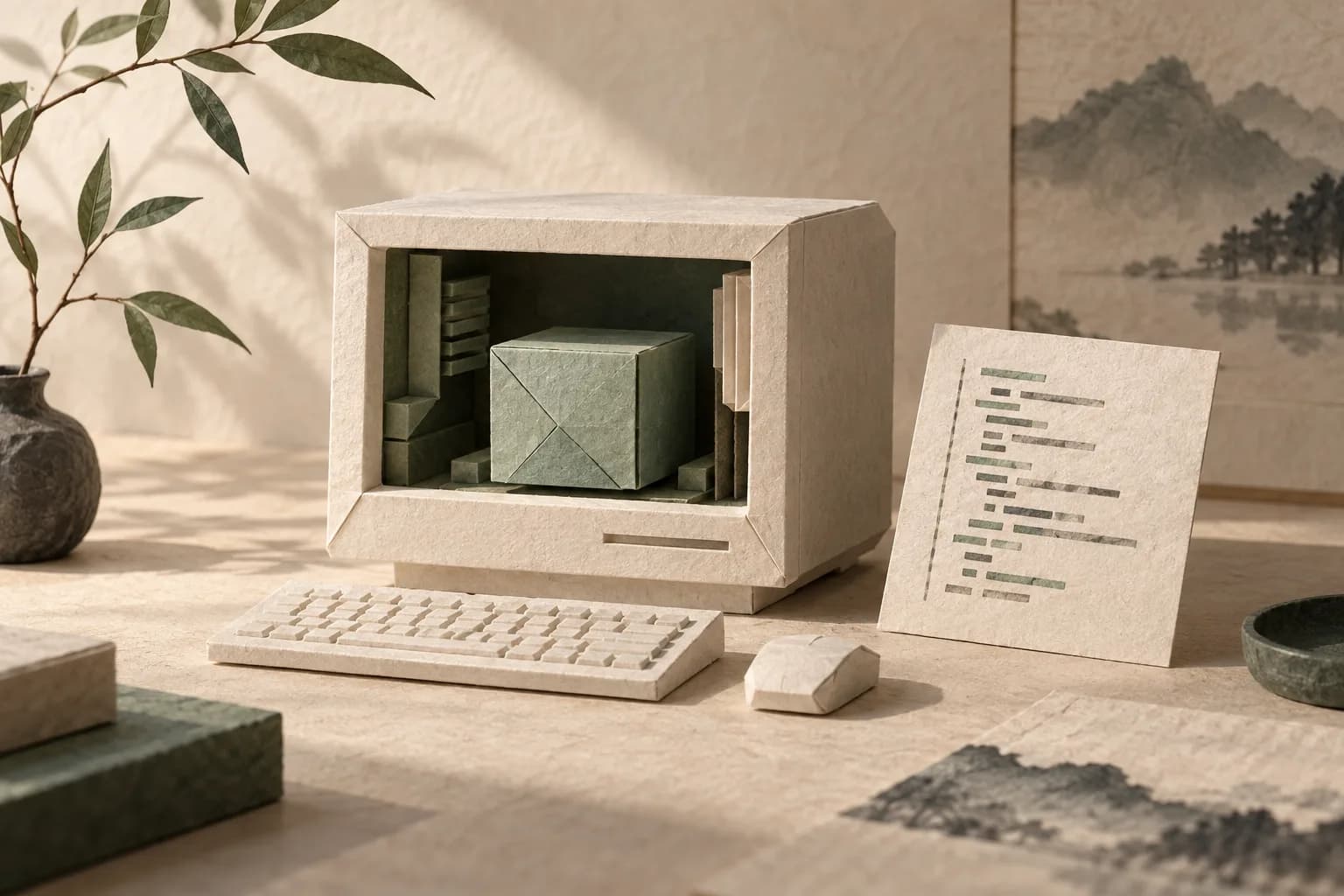 Computer locale accanto a un blocco del modello e una scheda di codice.